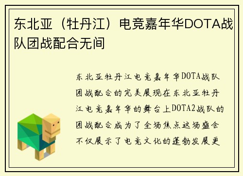东北亚（牡丹江）电竞嘉年华DOTA战队团战配合无间